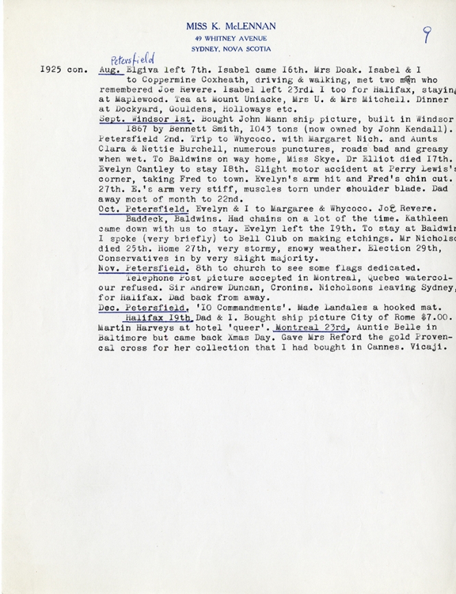 Katharine McLennan's Diary